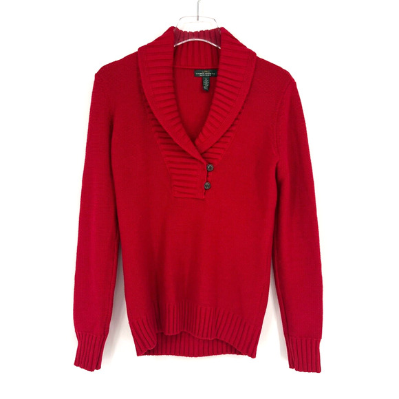 Ralph Lauren Sweater Womens S Red Knit Preppy Old Money Classic Cherry‎ - Picture 1 of 6